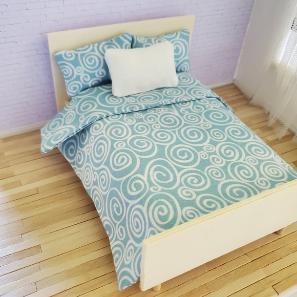Miniature Dollhouse Bedding Set Handmade Coastal - Picture 1 of 5